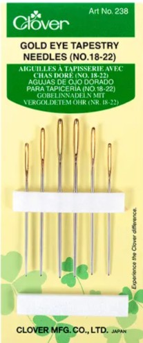 Notions - Clover Gold Eye Tapestry Needles - # 238 - Sizes 18, 20 & 22 Assorted