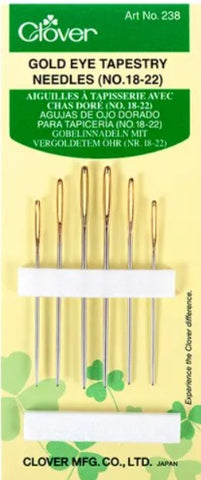 Notions - Clover Gold Eye Tapestry Needles - # 238 - Sizes 18, 20 & 22 Assorted