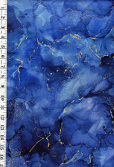 *Fabric Art - Northcott Midas Touch - Abstract Gold Metallic Rockery - DM27630-48 - COBALT - By the Half Yard