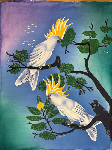 Panel - Indonesian Batik - Cockatiels - Large - Multi-Colors - 28