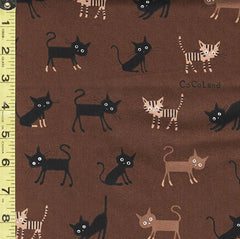 Japanese Novelty - Cocoland Wide Eye Electrified SMALL Cats - Oxford Cloth - CO-10002-2D - BROWN