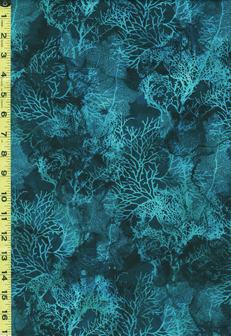 *Tropical - Northcott Sea Breeze - Coral Fans - DP-27100-48 - Dark Blue-Teal