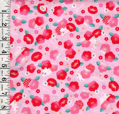 *Japanese - Cosmo  Japanese Novelty - Cosmo Baby Bunnies & Cherry Blossoms - Dobby Texture - AP45103-1B - Pink