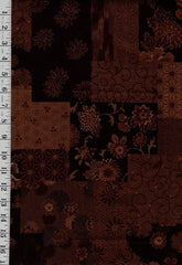 *Japanese - Cosmo Floral Patchwork with Japanese Motifs - Dobby Weave - Brown - Last 1 Yard