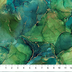 Fabric Art - Northcott Midas Touch - Abstract Water Splash - DM26833-68 - Green - Blue