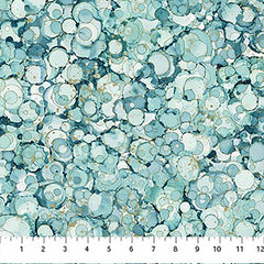 Fabric Art - Northcott Midas Touch - Abstract Compact Water Bubbles - DM26834-42 - Teal Blue