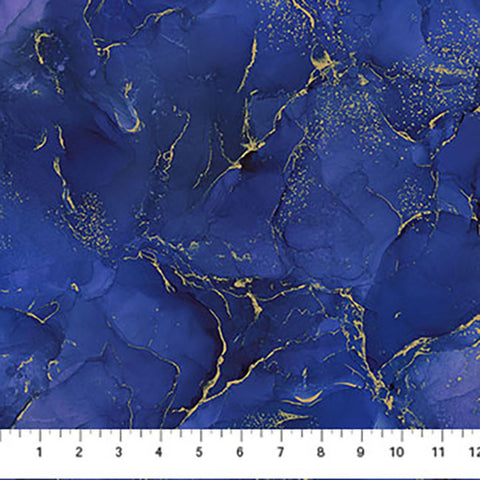 *Fabric Art - Northcott Midas Touch - Abstract Gold Metallic Rockery - DM27630-48 - COBALT
