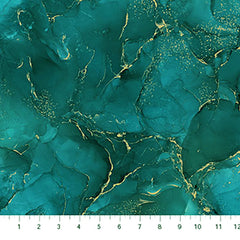 Fabric Art - Northcott Midas Touch - Abstract Gold Metallic Rockery - DM27630-68 - TEAL
