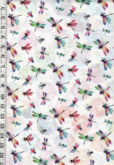 *Fabric Art - Northcott Dragonfly Dance - Small Colorful Dragonflies - DP27504-10 - White