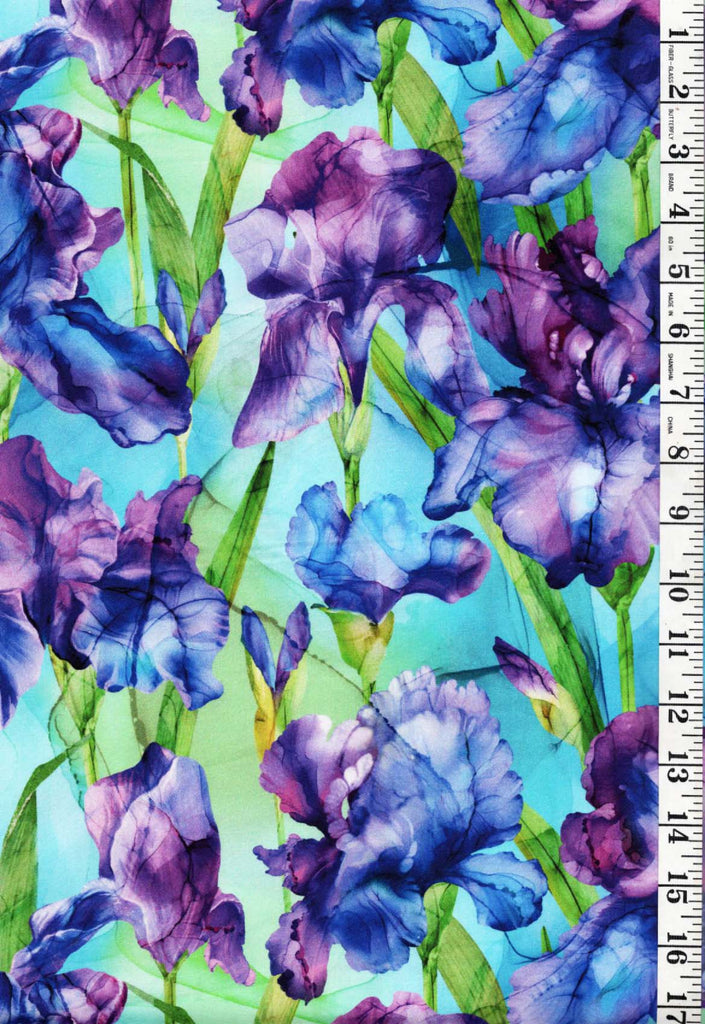 *Fabric Art - Northcott Infatuation - Iris Feature - DP-28613-64 - Turquoise - Green - Multi - By the Half Yard