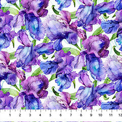 *Fabric Art - Northcott Infatuation - Packed Iris - DP-28614-10 - White - By the Half Yard