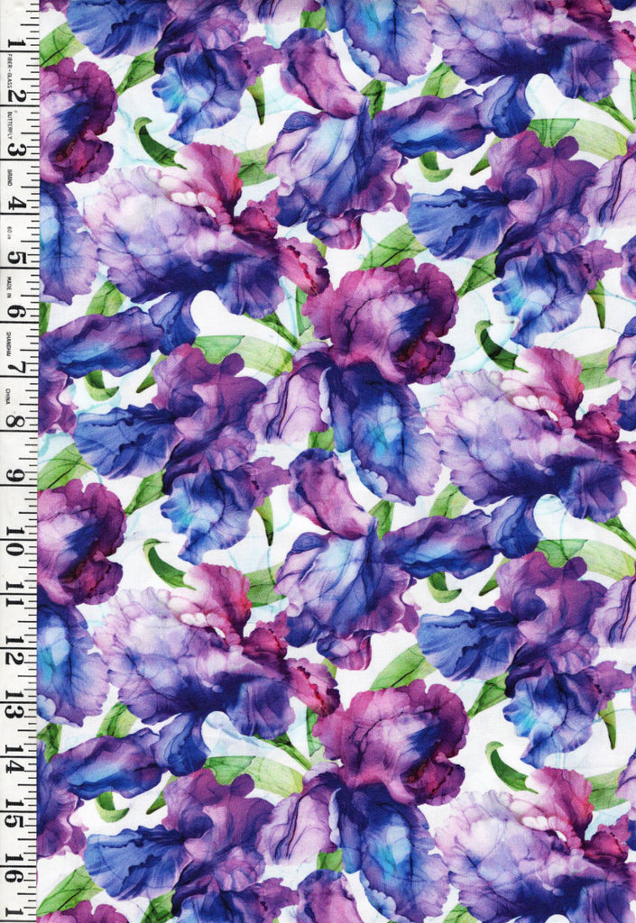 *Fabric Art - Northcott Infatuation - Packed Iris - DP-28614-10 - White - By the Half Yard