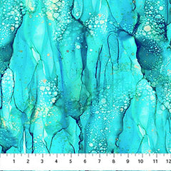 *Fabric Art - Northcott MORNING LIGHT - Abstract Water Splash and Bubbles - DP25290-62 - Turquoise Blue - Last 2 3/4 yards