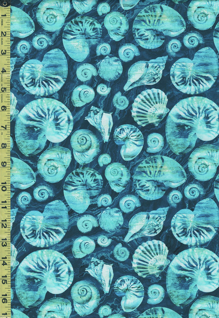 Tropical - Northcott VITAMIN SEA - Seashell Mix - DP25418-48 - Indigo, Aqua, Blue