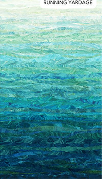 *Fabric Art - Northcott Tranquil Waters - Scenic Ombre - DP27206-48- Turquoise - Blue