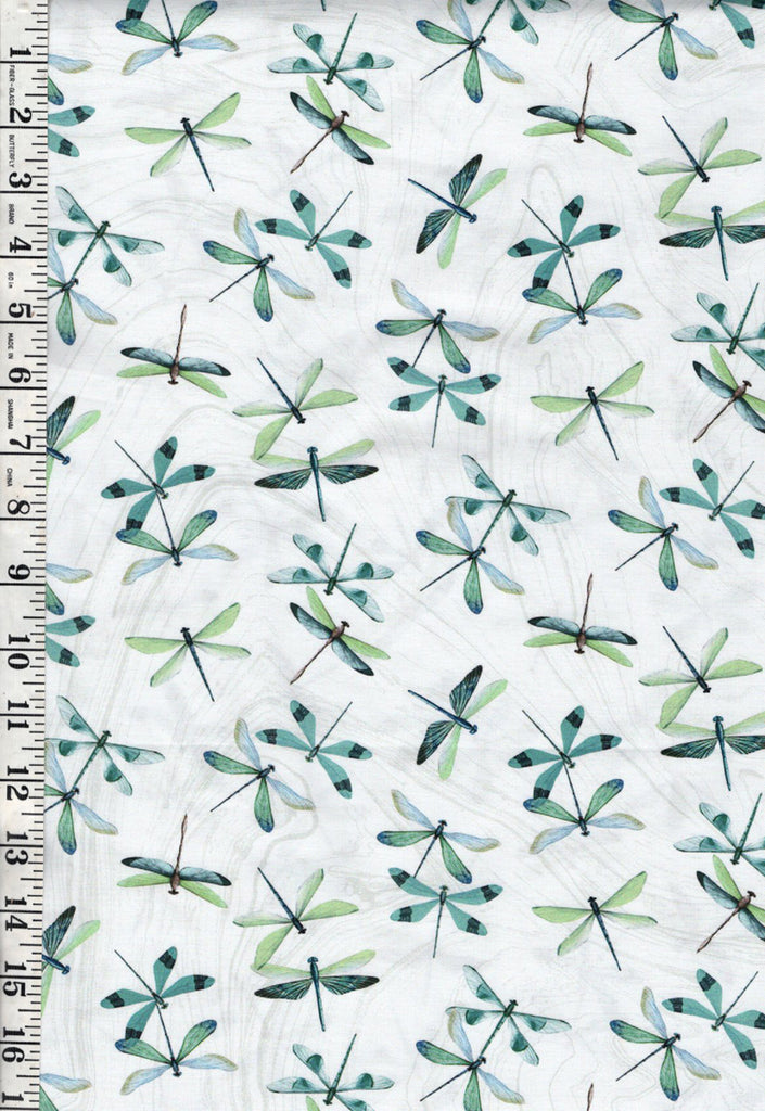 *Fabric Art - Northcott Tranquil Waters - Dragonflies A Flutter - DP27209-10 - White