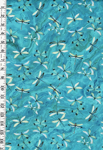 *Fabric Art - Northcott Tranquil Waters - Dragonflies A Flutter - DP27209-46 - Aqua