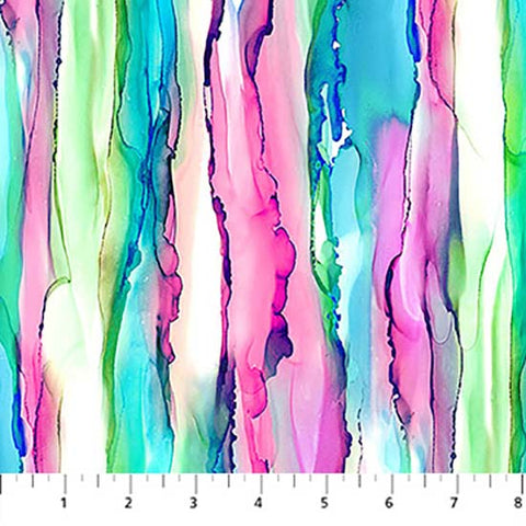 **Fabric Art - Northcott Concerto - Colorful Watercolor Abstract Stripes - DP27832-10 - Multi-Colors