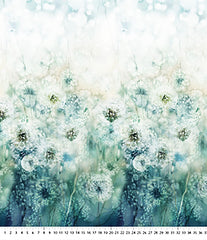 Fabric Art - Northcott WHISPER - Puff Blossoms - Full Width Border - Teal Multi - DP28701-68 - By the Half Yard
