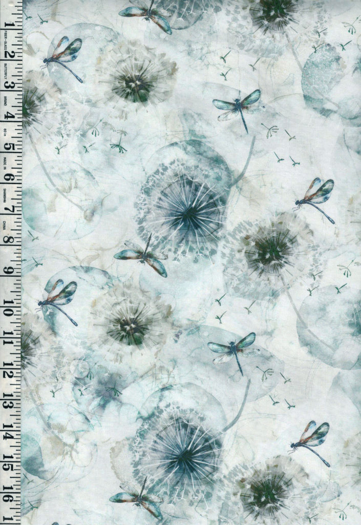 *Fabric Art - Northcott WHISPER - Puff Blossoms & Dragonflies - DP28703-11 - Cream - By the Half Yard