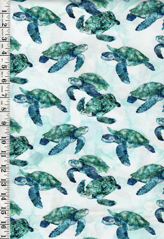 *Fabric Art - Northcott CORAL REEF - Turtle Friends - DP28878-10-White - By the Half Yard