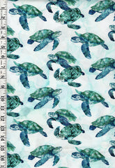 *Fabric Art - Northcott CORAL REEF - Turtle Friends - DP28878-10-White - By the Half Yard