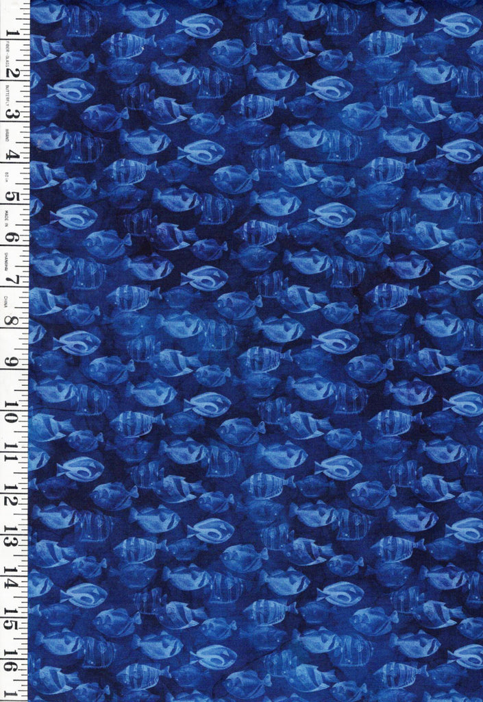 *Fabric Art - Northcott CORAL REEF - Compact Small Tonal Fish - DP28884-48 - Navy - By the Half Yard