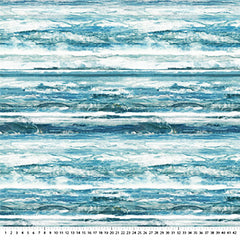 *Fabric Art - Northcott SMOOTH SAILING - STYLIZED COASTAL WAVES - DP28907-46 - Teal Blue Multi - By the Half Yard