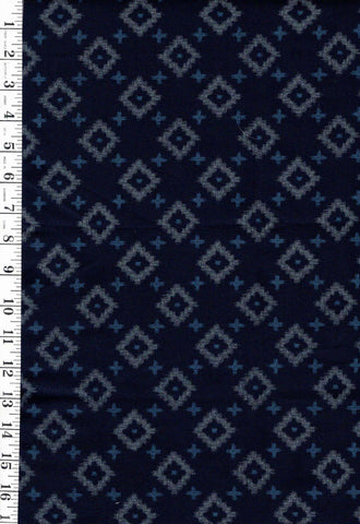 *Japanese Indigo - Cosmo Diamonds & Crosses - Indigo & Gray - Last 1/2 yard