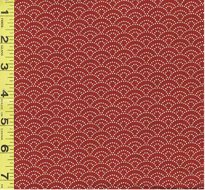 *Japanese - Sevenberry Kasuri Collection - Small Dotted Wave (Seigaiha) - SB-88222D3-4 - Dark Brick Red