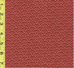 *Japanese - Sevenberry Kasuri Collection - Small Dotted Wave (Seigaiha) - SB-88222D3-4 - Dark Brick Red