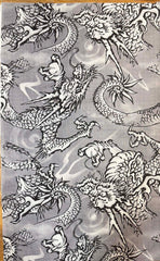 *Japanese - Large Scale Dragons with Pearls - Dobby Weave - Gray - Last 1 yard