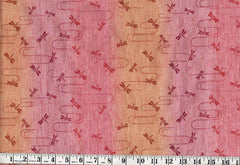 *Japanese Novelty - Dragonfly Swirls on Stripes - Last 35 inches