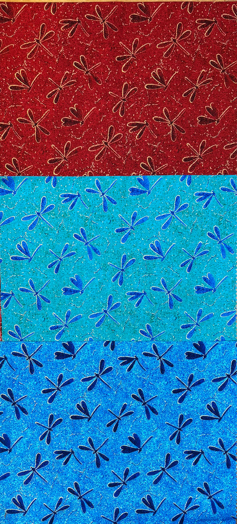 Kona Bay - Rustic Dragonflies - 3 pieces - 1/3 yard each (14" x 44") - Brick, Turquoise, Blue