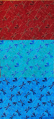 Kona Bay - Rustic Dragonflies - 3 pieces - 1/3 yard each (14" x 44") - Brick, Turquoise, Blue