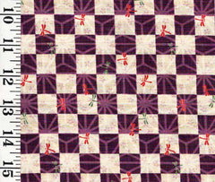 Japanese - Dragonfly Half Yard Bundle - 2 pieces - Lavender & Checkerboard - ONE ONLY