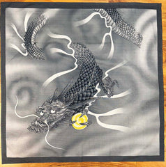 Furoshiki - Japanese Wrapping Cloth - DRAGON - GRAY - Large Size - 36" - LAST ONE