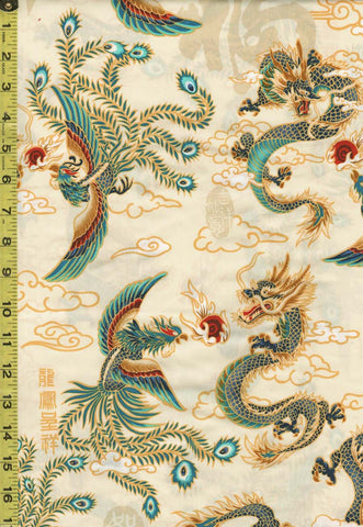*Asian - Dragons and Phoenix - TP-1844 - Beige
