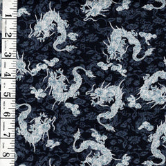 *Japanese - Dragons and Tonal Floral Background - Last 1 yard