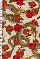 *Japanese - Cosmo Dragons & Roses - ALTER-1501-A - Light Beige - By the Half Yard
