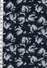 *Japanese - Dragons and Tonal Floral Background - Last 1 yard
