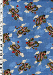 *Japanese - Hanamomen Dragons & Clouds - Textured - Blue - Half Yard Pieces