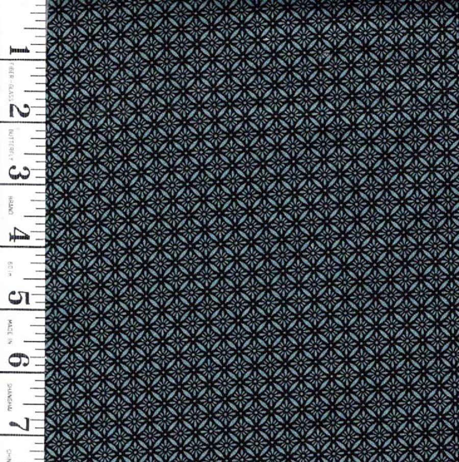 *Japanese - Edo-Tex - Small Geometric Diamond Squares - C1081 - Blue-Black - Last 1 yard