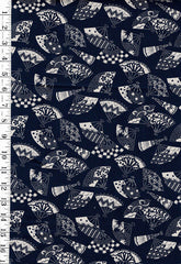 *Japanese - Hanamomen Small Decorative Floating Fans - Indigo