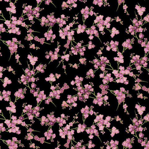 *Asian - SHIZUKA - Small Cherry Blossom Branches - FLEUR-CM3165 - BLACK