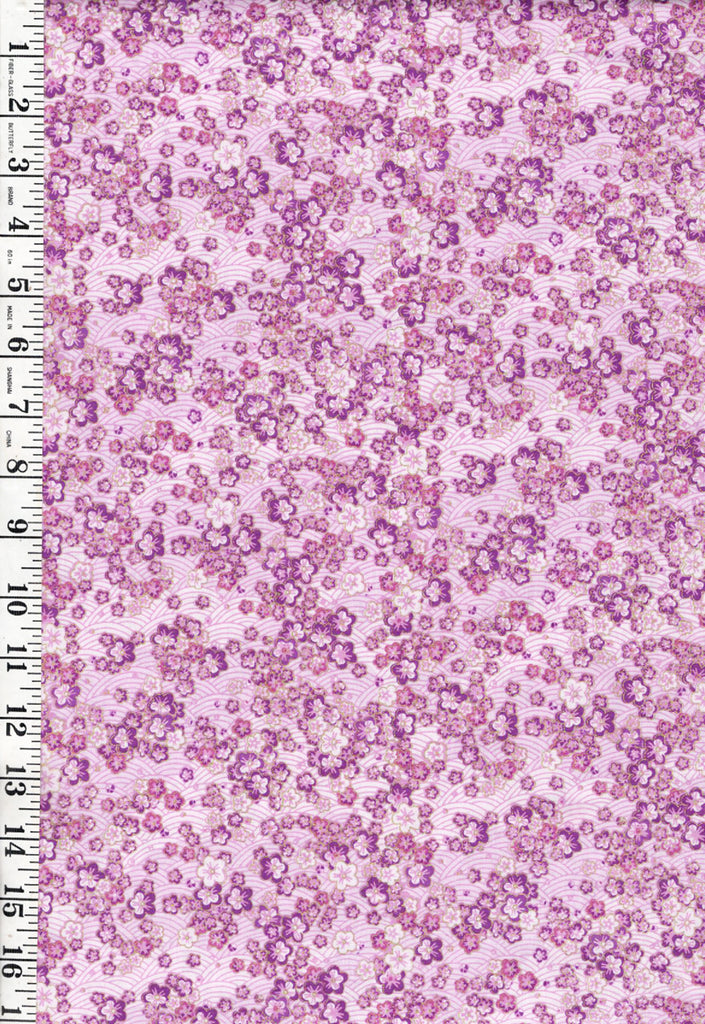 *Asian - SHIZUKA - Small Floral Cherry Blossoms & Wave Motif - FLEUR-CM3169 - PINK - PURPLE