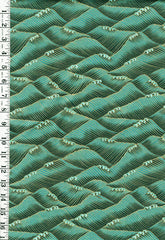 *Asian - SHIZUKA - Stylized Waves - FLEUR-CM3171 - JADE GREEN - TURQUOISE & Gold Metallic