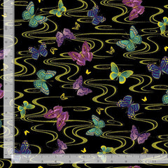 *Asian - SHIZUKA - Floating Butterflies & River Swirls - FLEUR-CM3172 - BLACK