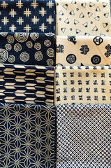 Fat Quarter Color Pack - Cosmo Classic Japanese - 8 Japanese Traditional Prints - Indigo & Tan - ON SALE - SAVE 20%