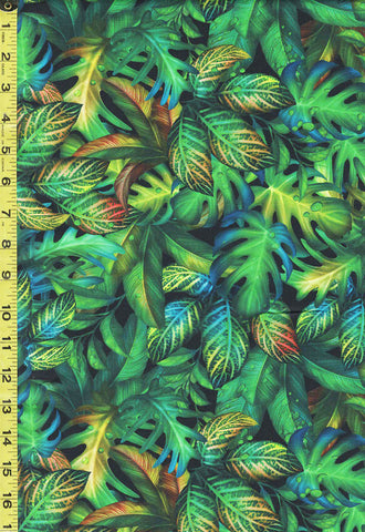 *Tropical - Fantastic Forest - Compact Tropical Leaves - ATZD-20175-48 - Jungle Green - Last 2 1/2 Yards